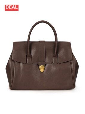 Faux Leather Tote Bag Large Work Handbag Vintage Designer Top Handle